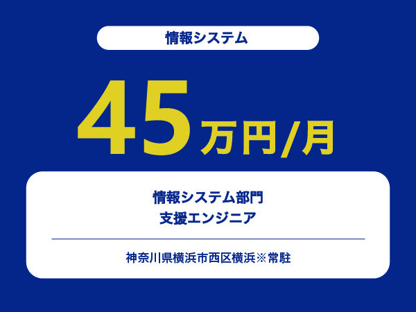 ★【~45万円/フリーランス】情報システム部門の支援エンジニア※30～50代活躍中!!