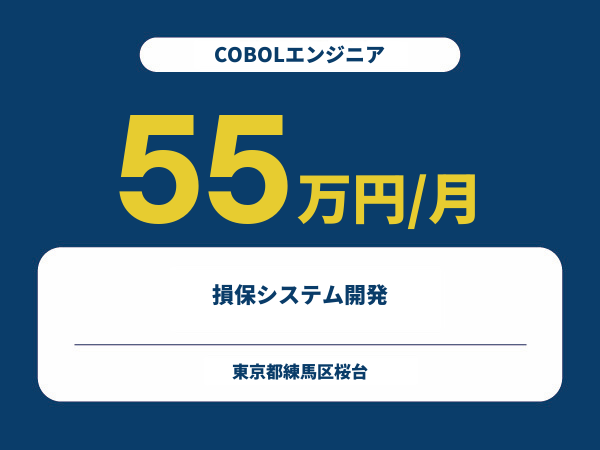 ★【~55万円/フリーランス】≪COBOLエンジニア≫損保システム開発※30～50代活躍中!!