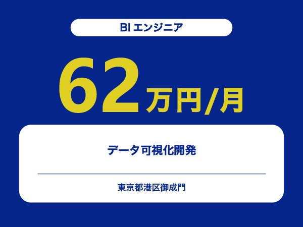 ★【~62万円/フリーランス】≪BIエンジニア≫データ可視化開発※30～50代活躍中!!