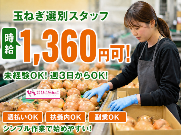 たまねぎ工場選別スタッフ（ID0501748）